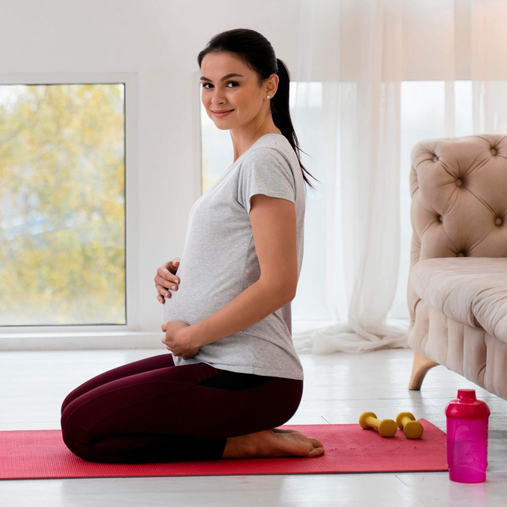Pregnant Women sitting Sideways